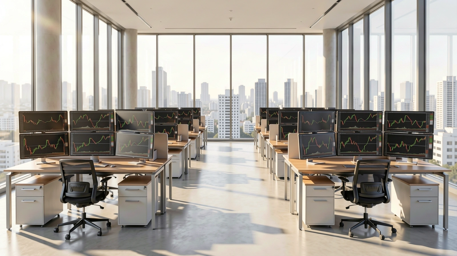 Ambiente profissional de análise financeira